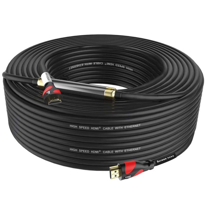 Postta HDMI Cable(100 Feet Red) HDMI 2.0V with Built-in Signal Booster-Support 4K,3D,1080P,Ethernet,Audio Return-1 Pack - Image 1